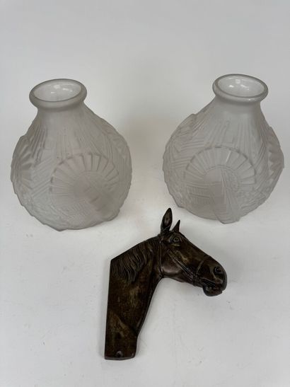 Pair of large spherical vases in molded,...