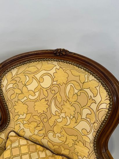 Pair of molded and carved beech bergères,...