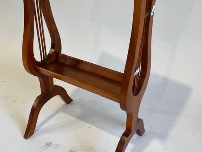 Small cherry wood table opening with a drawer,...