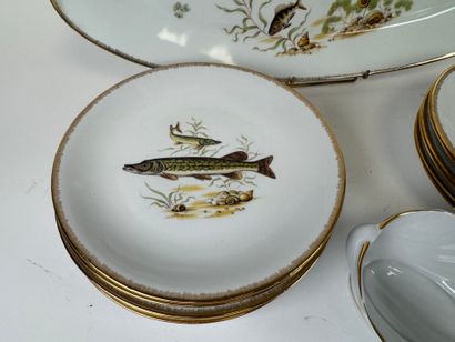 Part of a polychrome and gold porcelain fish...