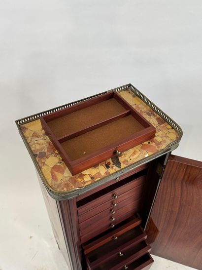 Small medallion cabinet in wood and veneer...