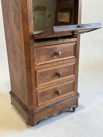 Veneered bedside table opening with four...