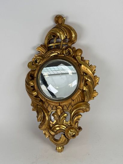 Wood and gilded stucco cartel frame with...
