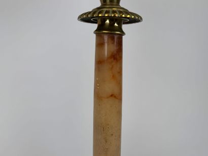 Onyx and gilt metal oil lamp H. 79 cm.