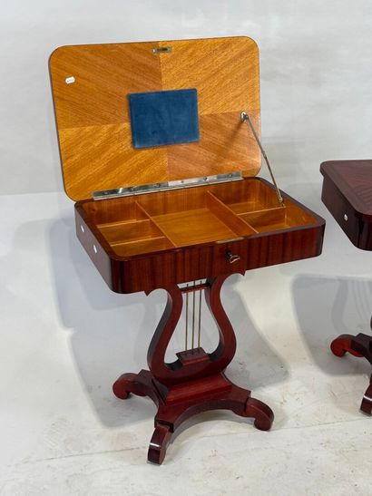 Pair of wood and veneer drop-leaf flying...