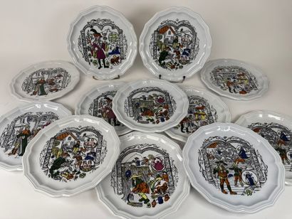 Faïencerie de SALINS.
Series of 10 polychrome...
