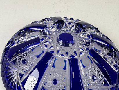 Small cut and partially colored crystal goblet...