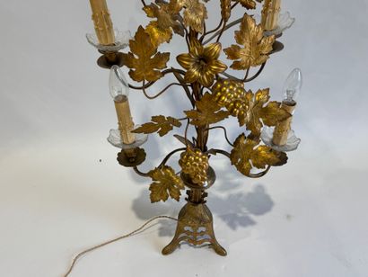 7-light gilt brass church candelabra decorated...