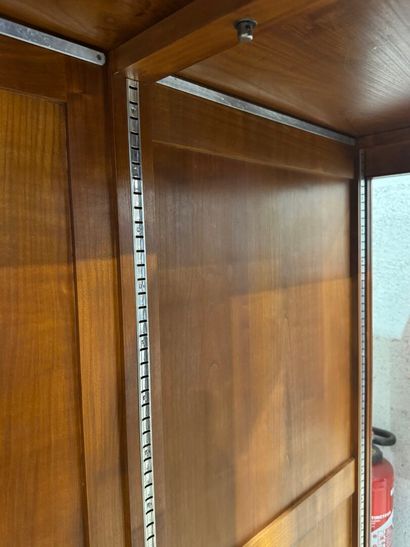 Three-door molded cherrywood display case,...