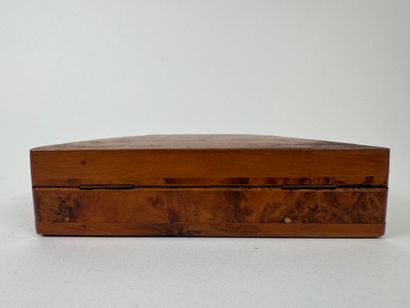Two rectangular boxes in inlaid elm burl...
