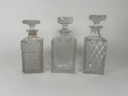 Three crystal and molded and pressed glass...