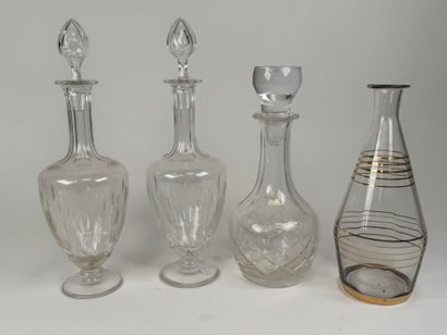Pair of crystal decanters decorated with...