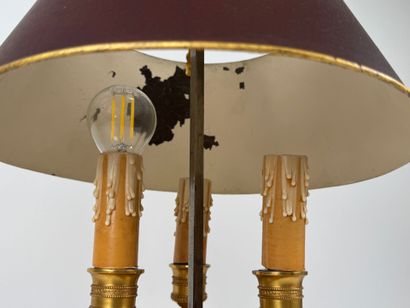 Gilt bronze and chased three-light 