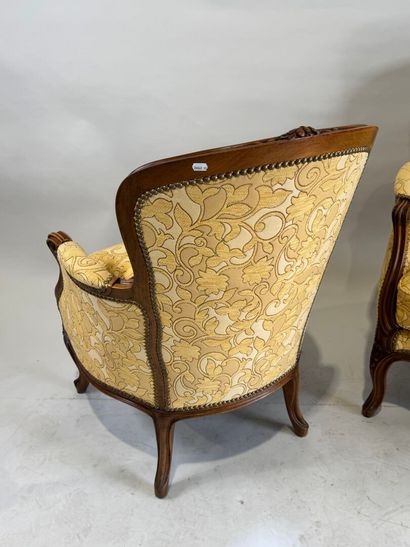 Pair of molded and carved beech bergères,...