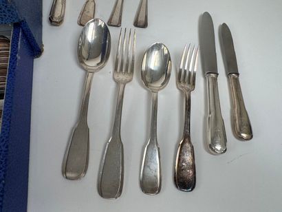 Set of silver-plated cutlery, filet pattern,...