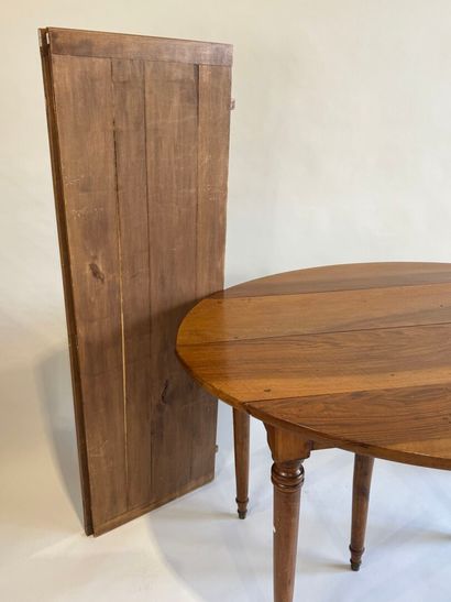 Walnut flap table with two flaps and two...