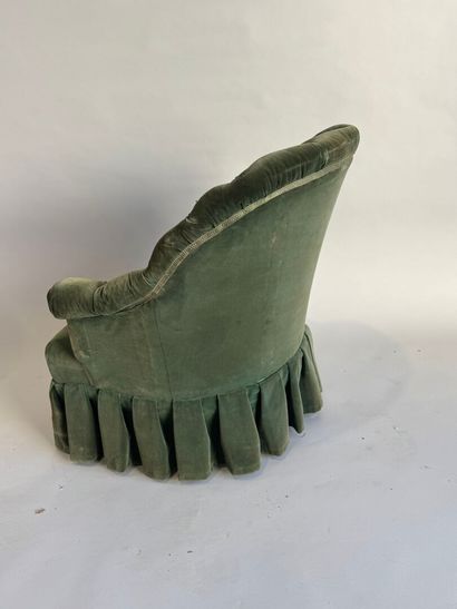 Green velvet upholstered toad chair with...