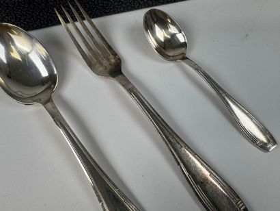 Part of a silver-plated menagère, filigree...