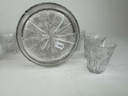 Cut crystal liqueur service with stylized...
