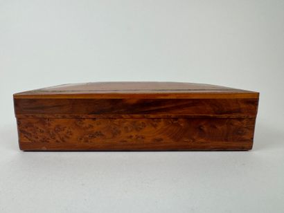 Two rectangular boxes in inlaid elm burl...