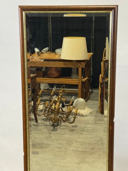 Rectangular mirror in stained wood with gilded...