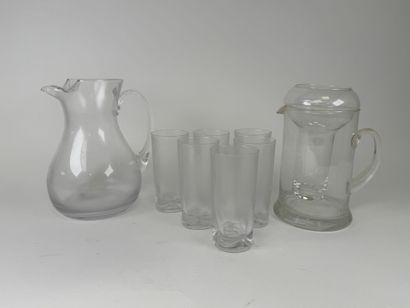 Glass orangeade set including: - a pitcher...