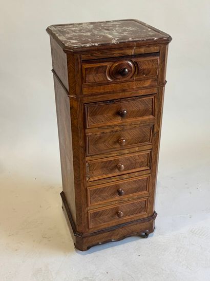 Veneered bedside table opening with four...