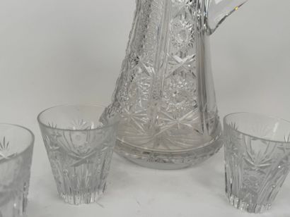 Cut crystal liqueur service with stylized...