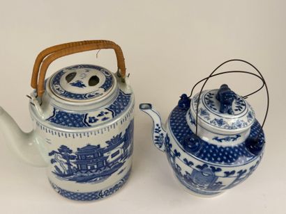 ASIA, 20th C. Two blue and white porcelain...