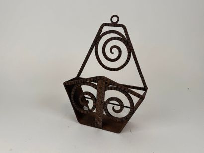 Small wrought-iron wall unit with scroll...
