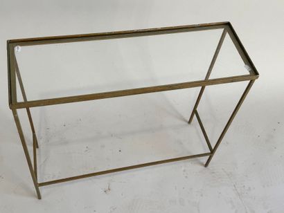 Rectangular brass sectional sofa with glass...