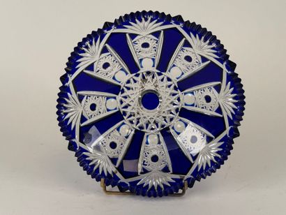 Small cut and partially colored crystal goblet...