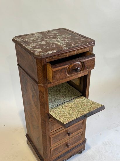 Veneered bedside table opening with four...