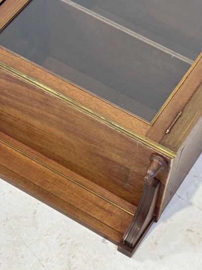 Wall-mounted display case in molded wood...