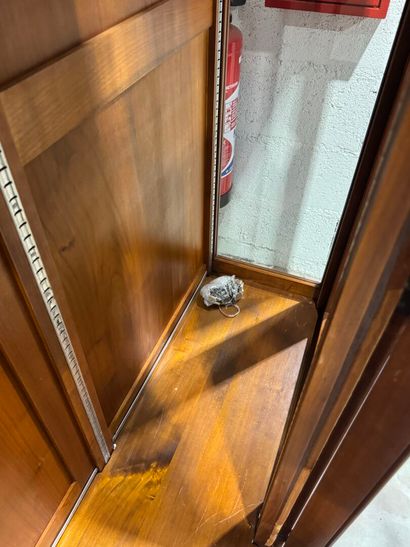 Three-door molded cherrywood display case,...