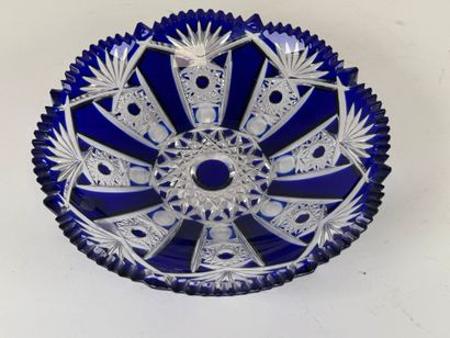 Small cut and partially colored crystal goblet...