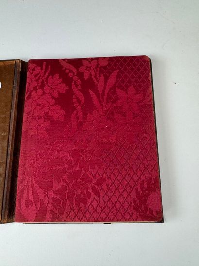 Leather desk set with gold embossed foliate...