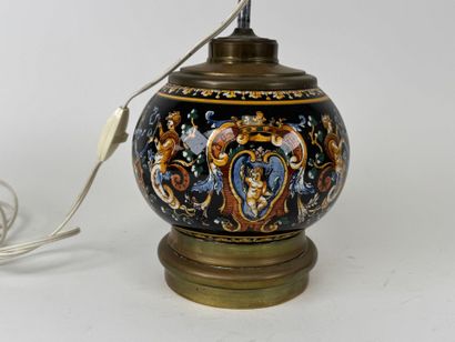 GIEN.
Polychrome earthenware ball lamp with...