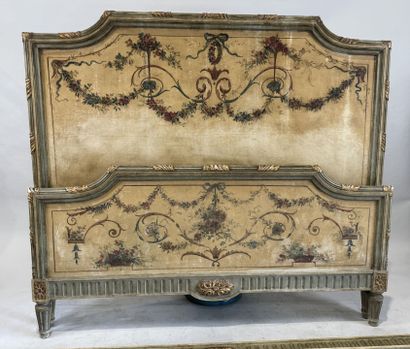 Moulded, carved, lacquered and gilded wooden...