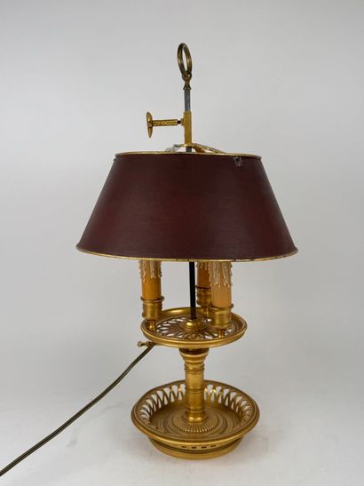 Gilt bronze and chased three-light 
