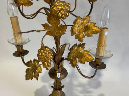 7-light gilt brass church candelabra decorated...