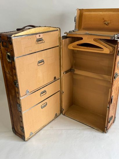 Wood, leather and brass cabin trunk, the...