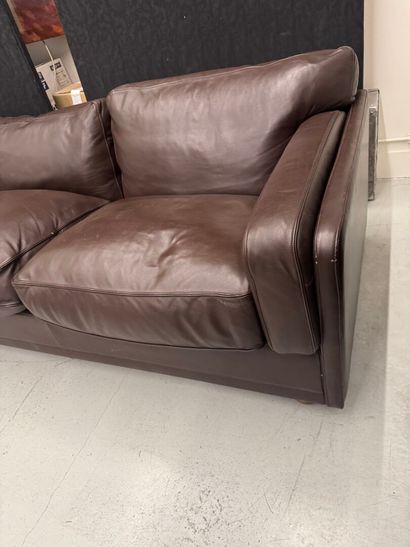 POLTRONE FRAU. 
Three-seat brown leather...