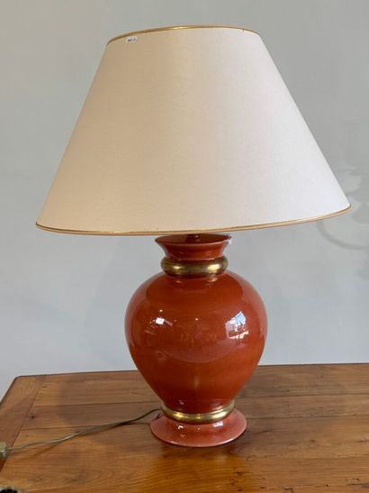 LE DAUPHIN Large orange glazed ceramic lamp...
