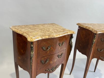 Pair of bedside tables in wood, rosewood...