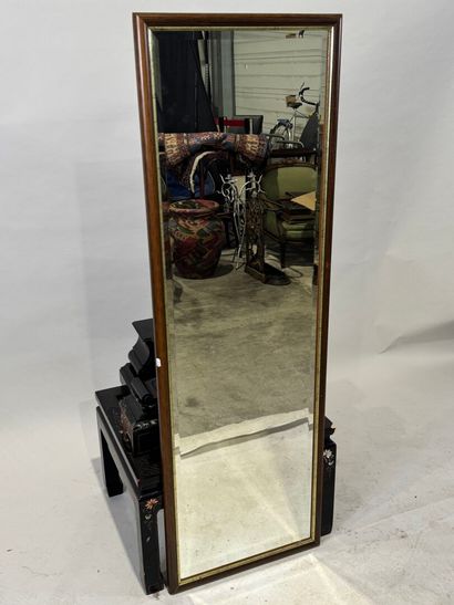 Rectangular mirror in stained wood with gilded...
