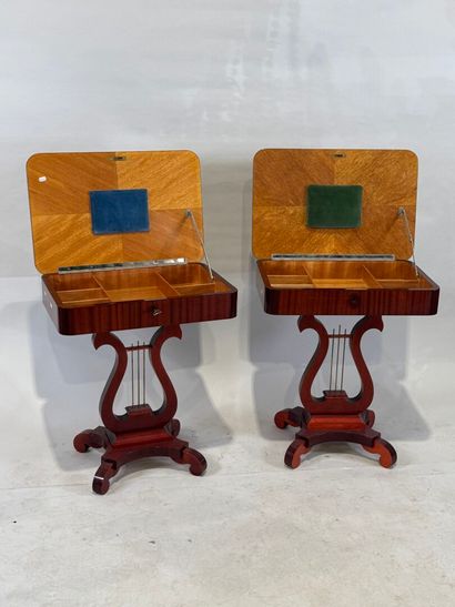 Pair of wood and veneer drop-leaf flying...