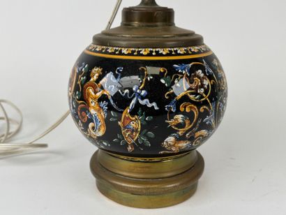 GIEN.
Polychrome earthenware ball lamp with...
