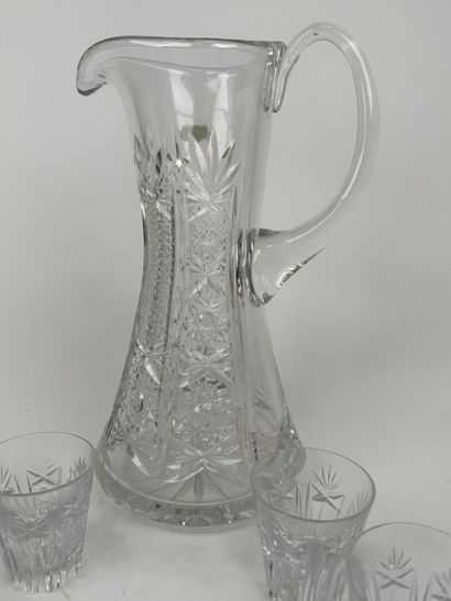 Cut crystal liqueur service with stylized...