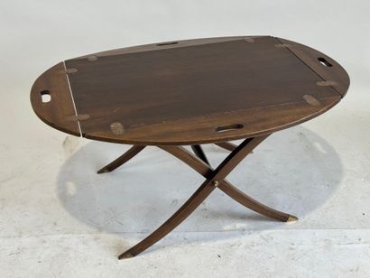 Stained wood marine table with removable...